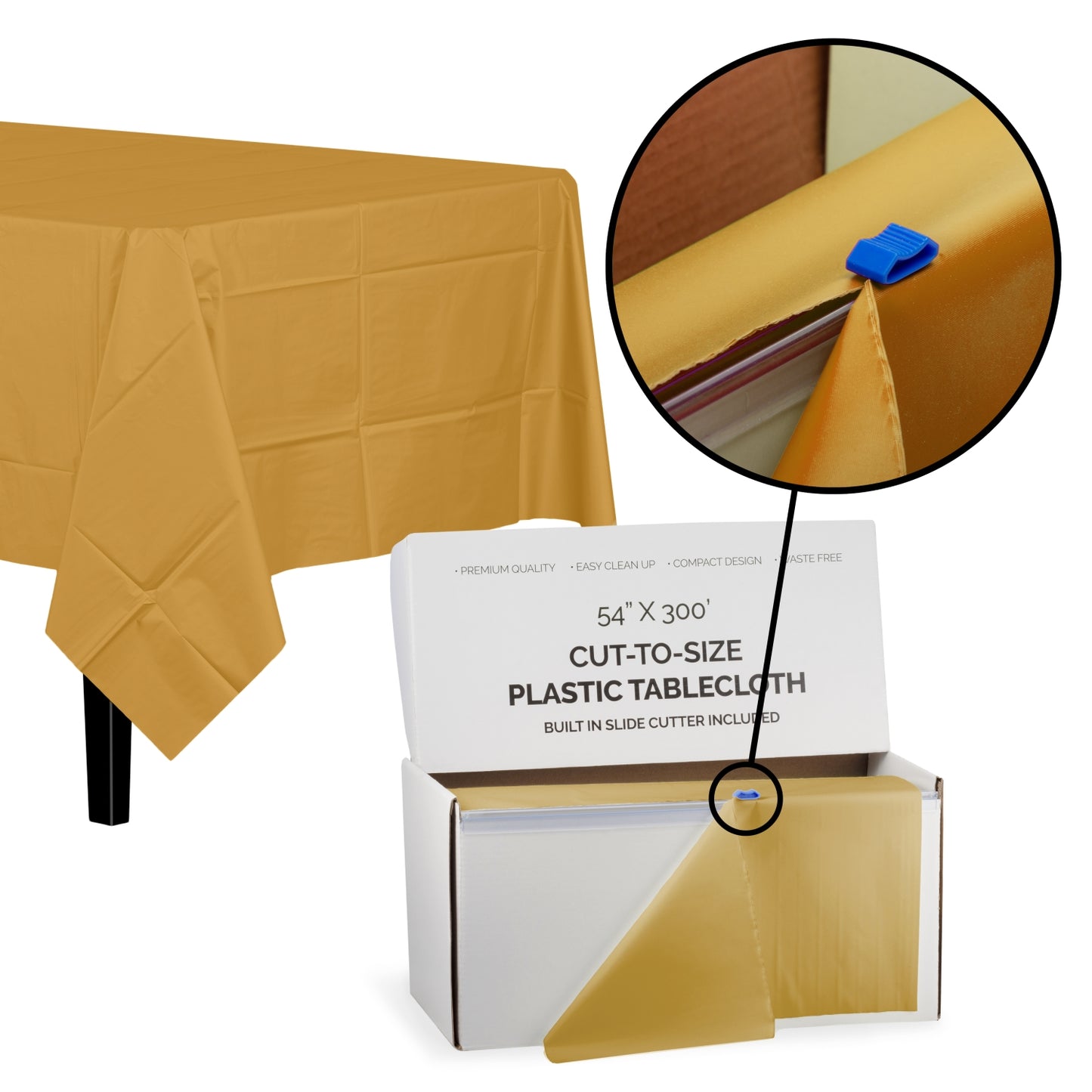 54" X 300' Select A Size Table Cover - Gold