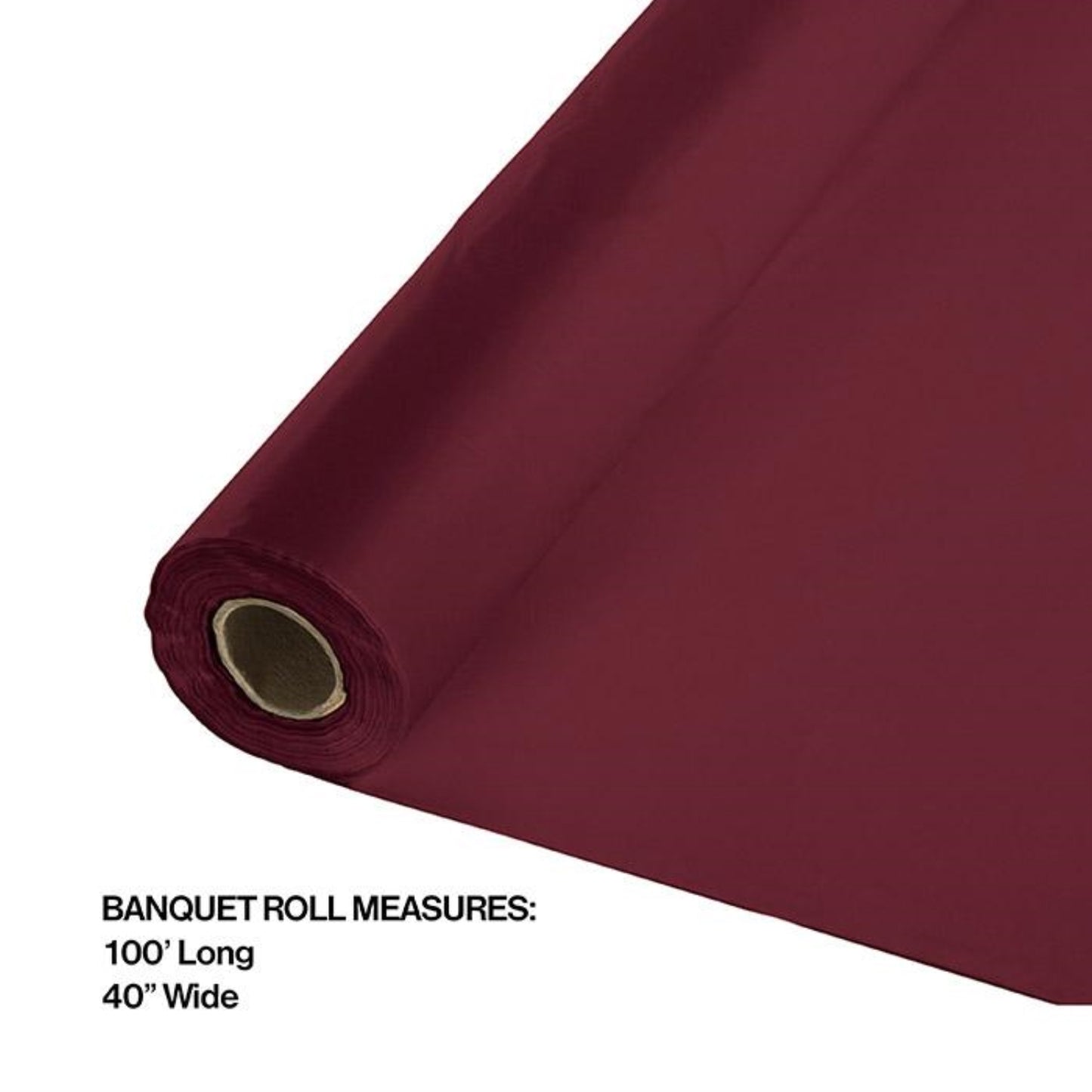 Exquisite Premium Quality Plastic Table Cover Banquet Roll, 40 in X 100 ft - Burgundy