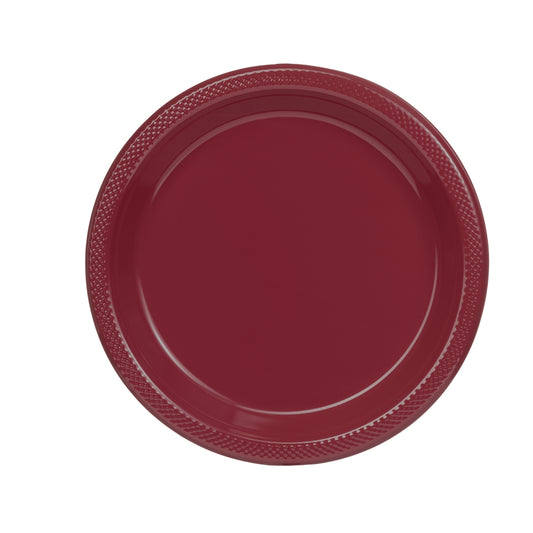 9 In. Burgundy Plastic Plates - 50 Ct.