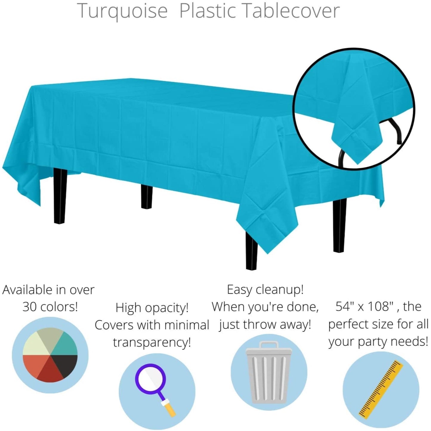 Case of 96 - *Premium Quality* 54" x 108" Rectangle - Turquoise
