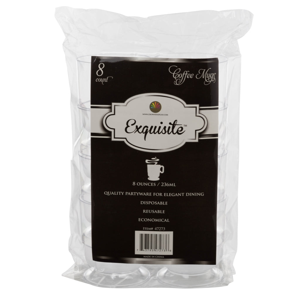 Clear Glazed Coffee Cups w/ Handle - 8 Ct.