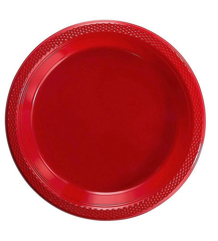 Case of 12 - 7" Plastic Plates 50 ct. - Red