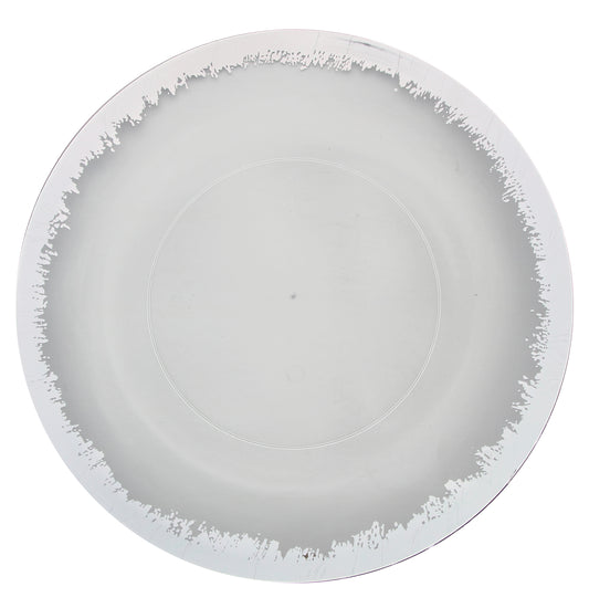 Case of 12 - 8" Silver Scratched Design Plastic Plates (10)