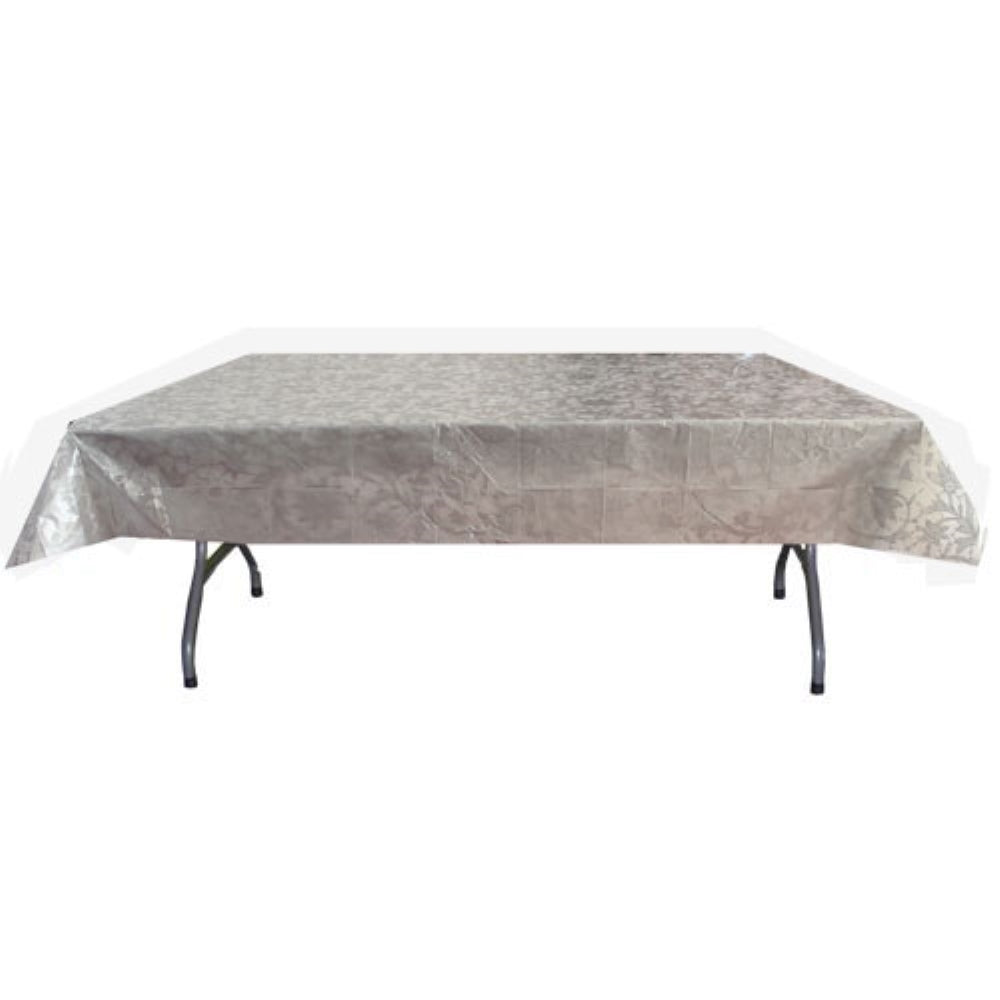 Case of 48 - 54" x 108" Printed Plastic Table cover - Silver Lace
