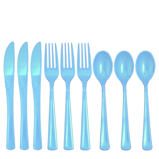 Case of 36 - Cutlery Combo Pack 24 ct. (8 ea.) - Light Blue