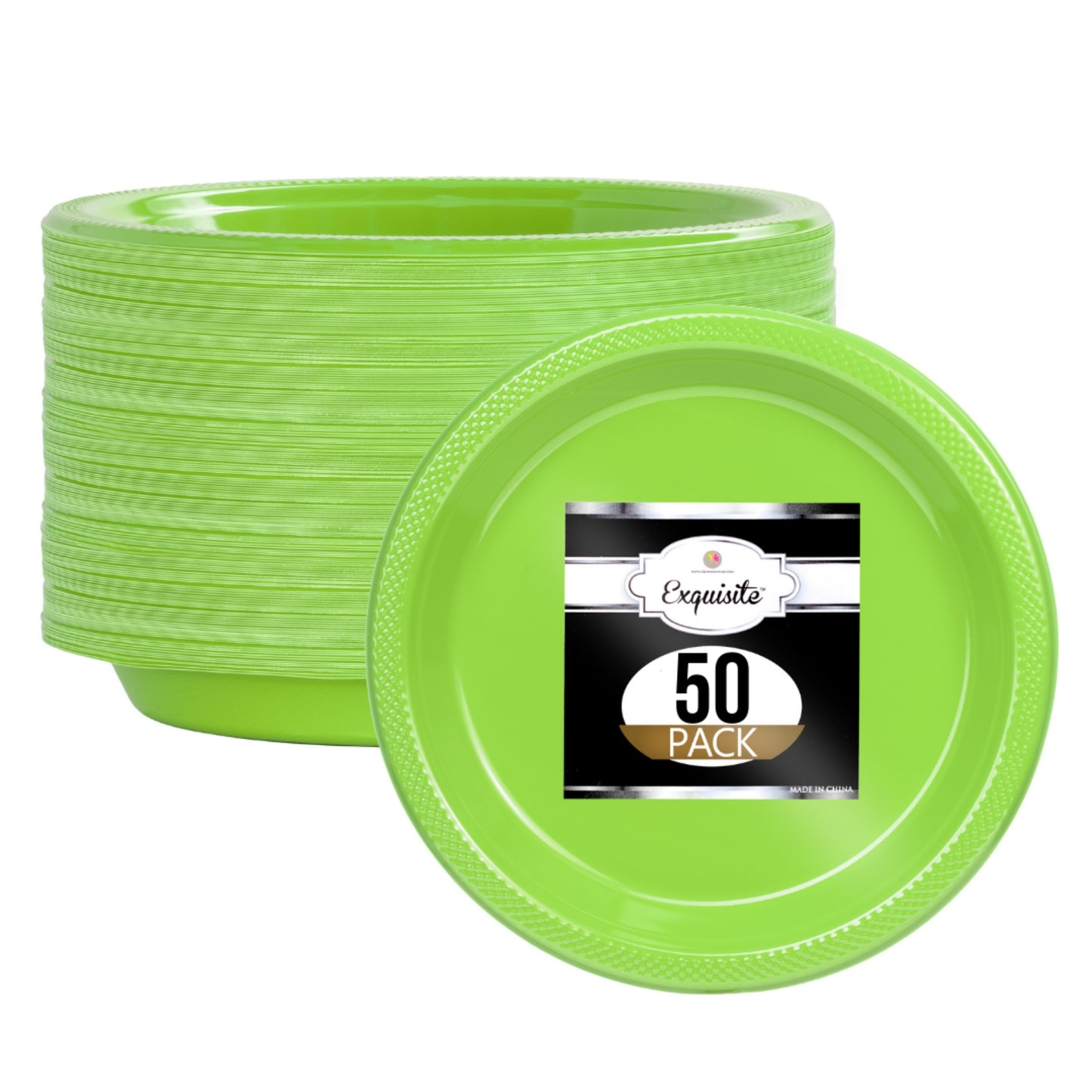 9 In. Lime Green Plastic Plates - 50 Ct.