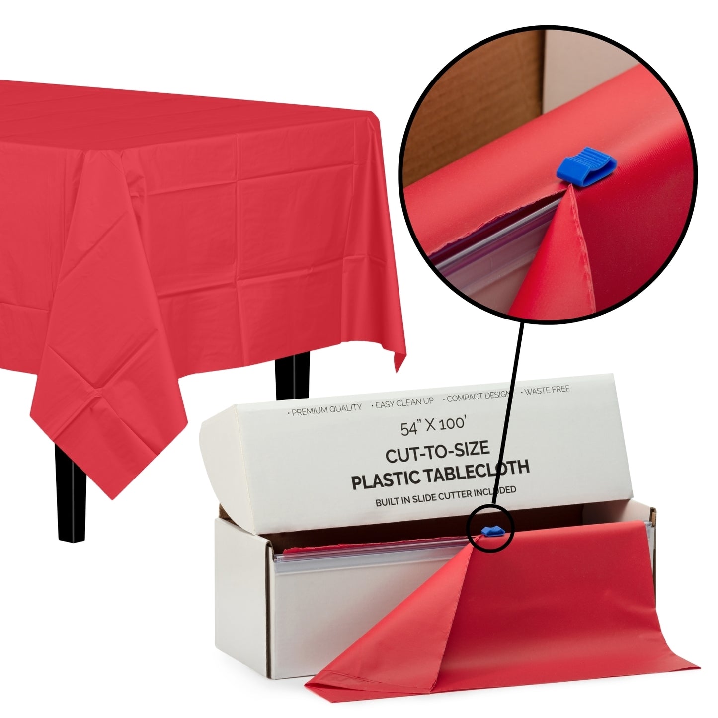 54" X 100' Select A Size Table Cover - Red