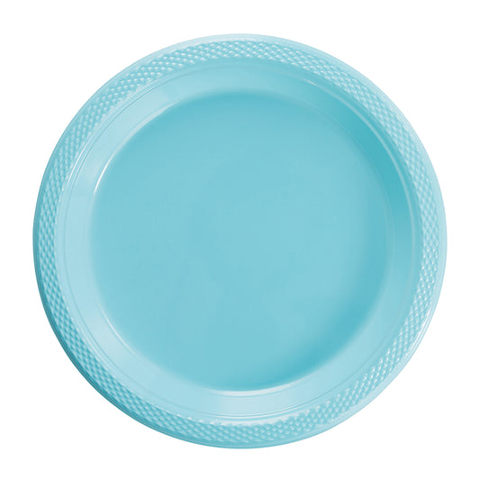 9 In. Light Blue Plastic Plates - 50 Ct.