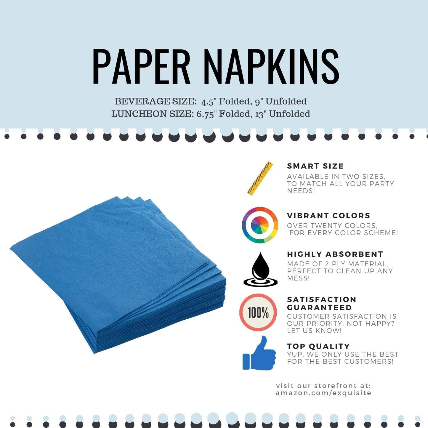 Black Beverage Napkins - 50 Ct.