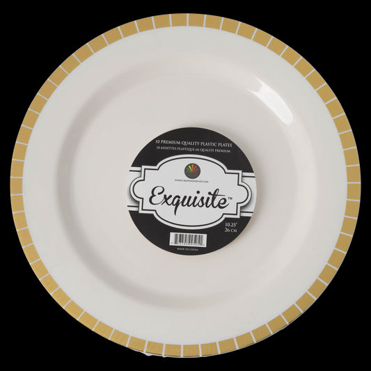 Case of 12 - 9" Gold Slit Premium Plates - 10 ct.