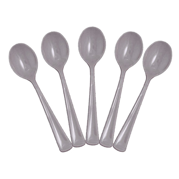 Heavy Duty Silver Plastic Spoons - 50 Ct.