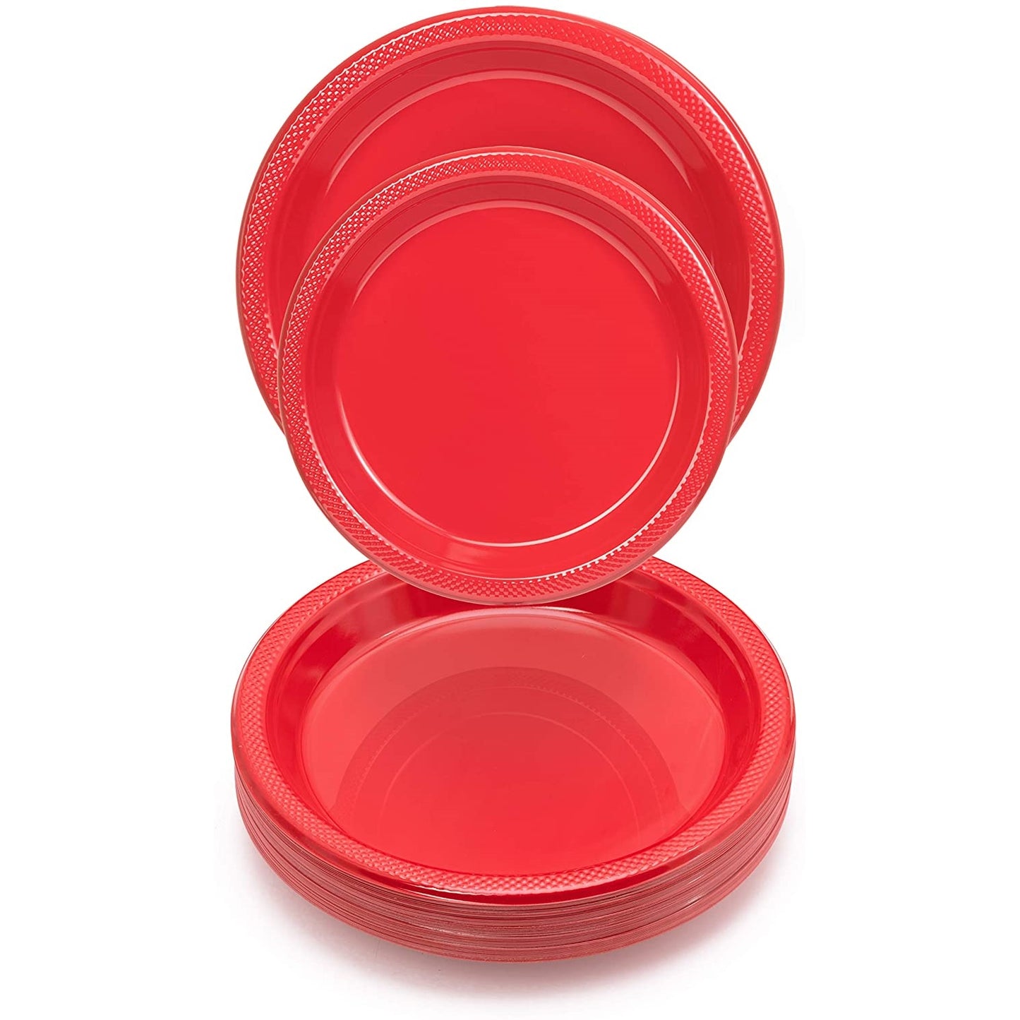 10 In. Red Plastic Plates - 50 Ct.