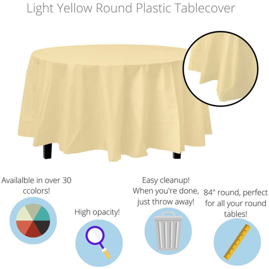 Case of 96 - *Premium Quality* 84" Round - Light Yellow