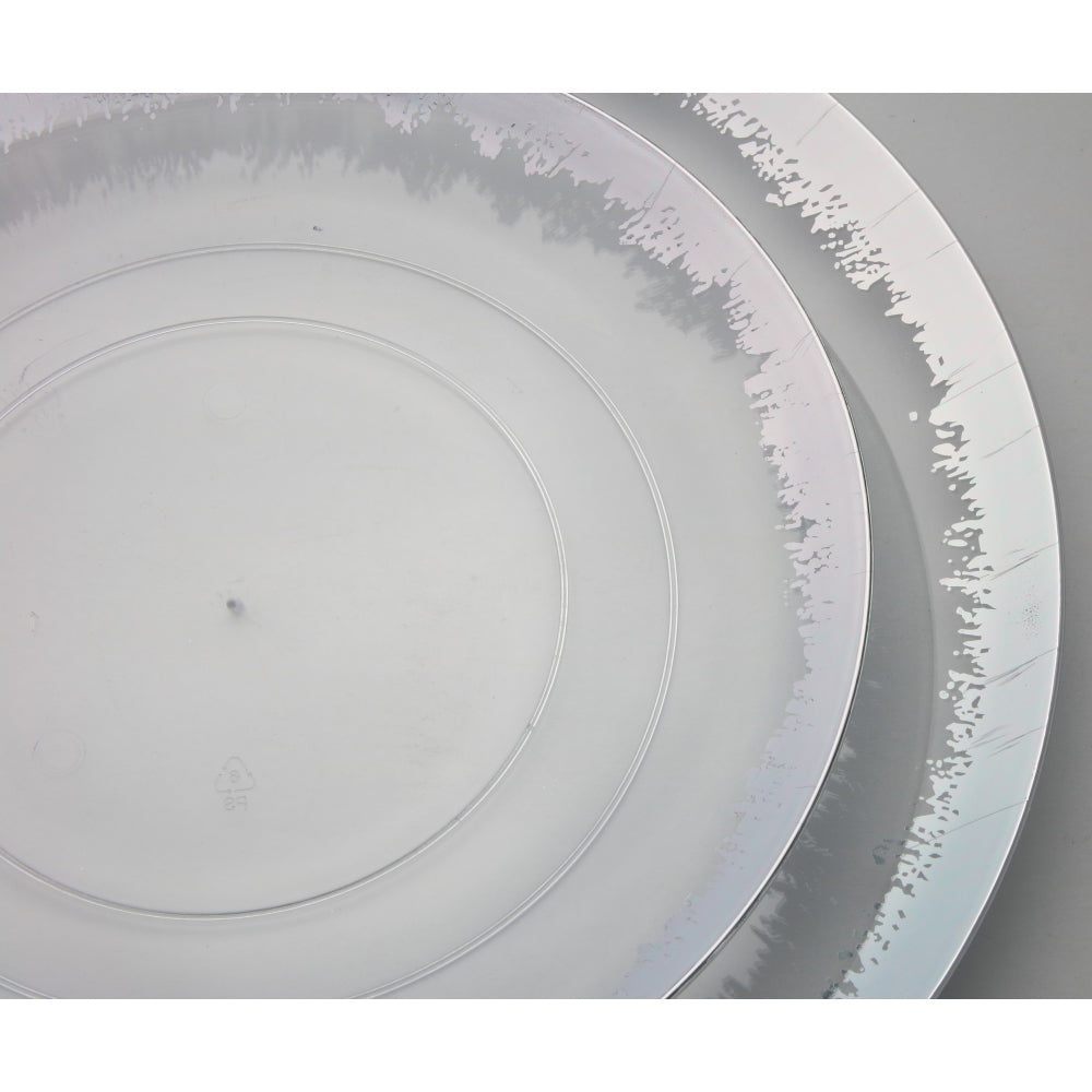 Case of 12 - 10" Silver Scratched Design Plastic Plates (10)