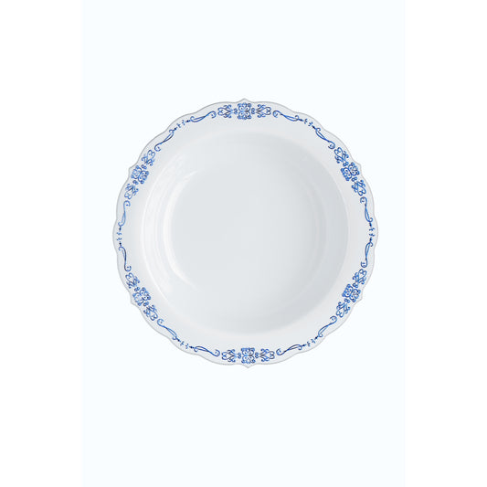 12 oz White/Navy Victorian Design Bowls - 20 Ct.