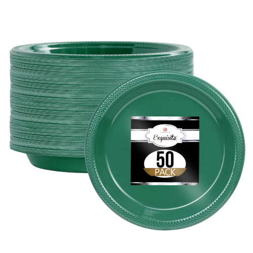 7 In. Emerald Green Plastic Plates - 50 Ct.