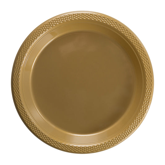 9 In. Gold Plastic Plates - 50 Ct.