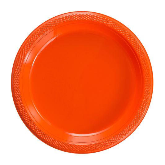 9 In. Orange Plastic Plates - 50 Ct.