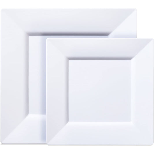 9.5 In. White Square Plates - 10 Ct.