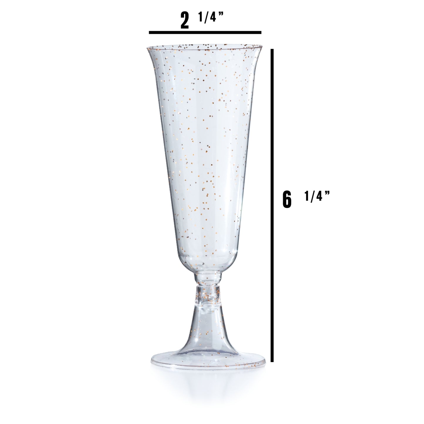 Case of 12 - 5 oz. Rose Gold Sparkle Plastic Flute Glasses - 12 count