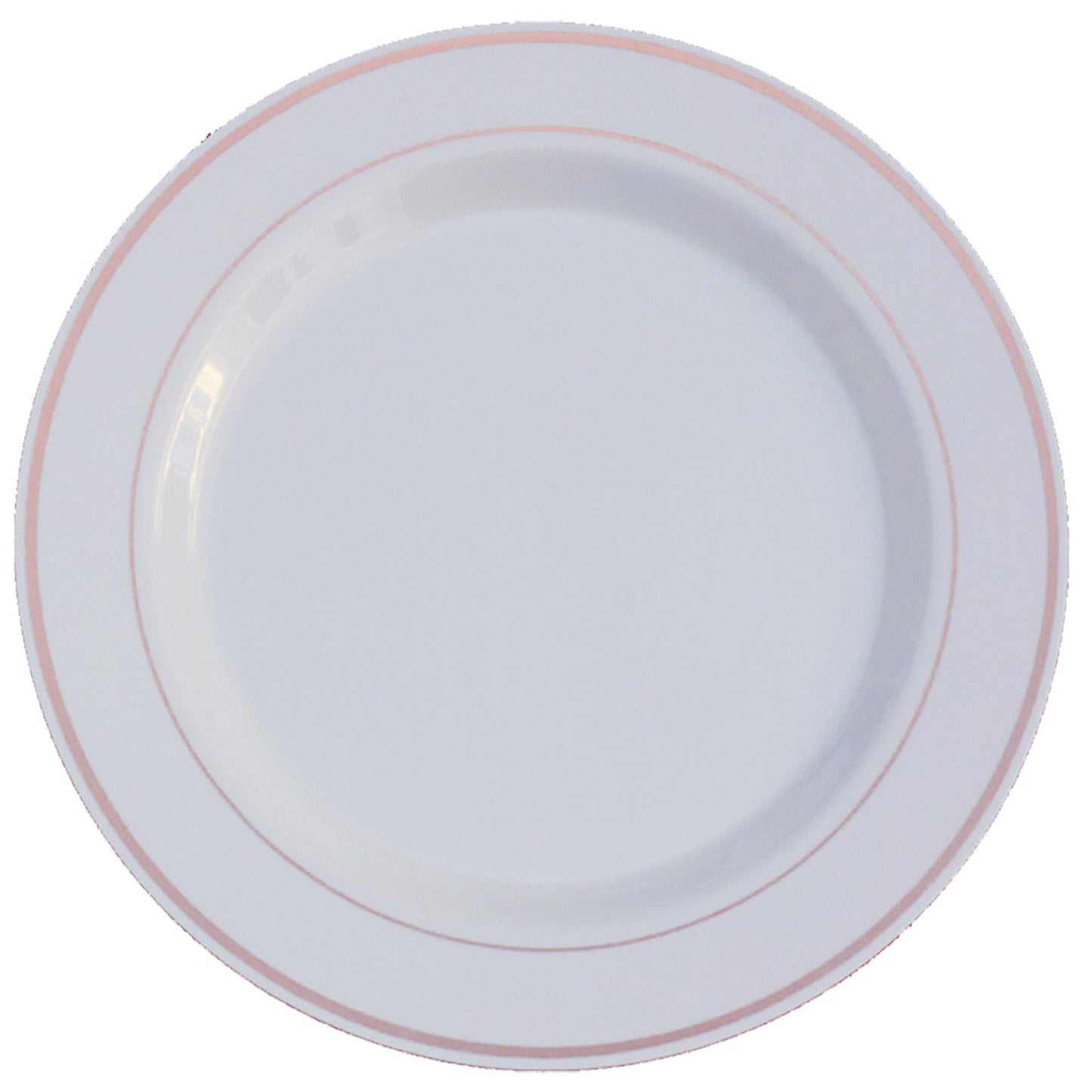 Case of 12 - 10.25" White & Rose Gold Line Premium Plates - 10 ct.