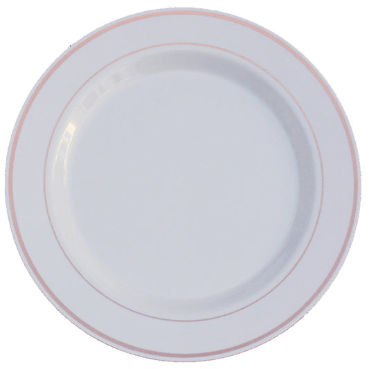 Case of 12 - 10.25" White & Rose Gold Line Premium Plates - 10 ct.