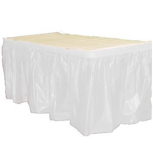 White Plastic Table Skirt