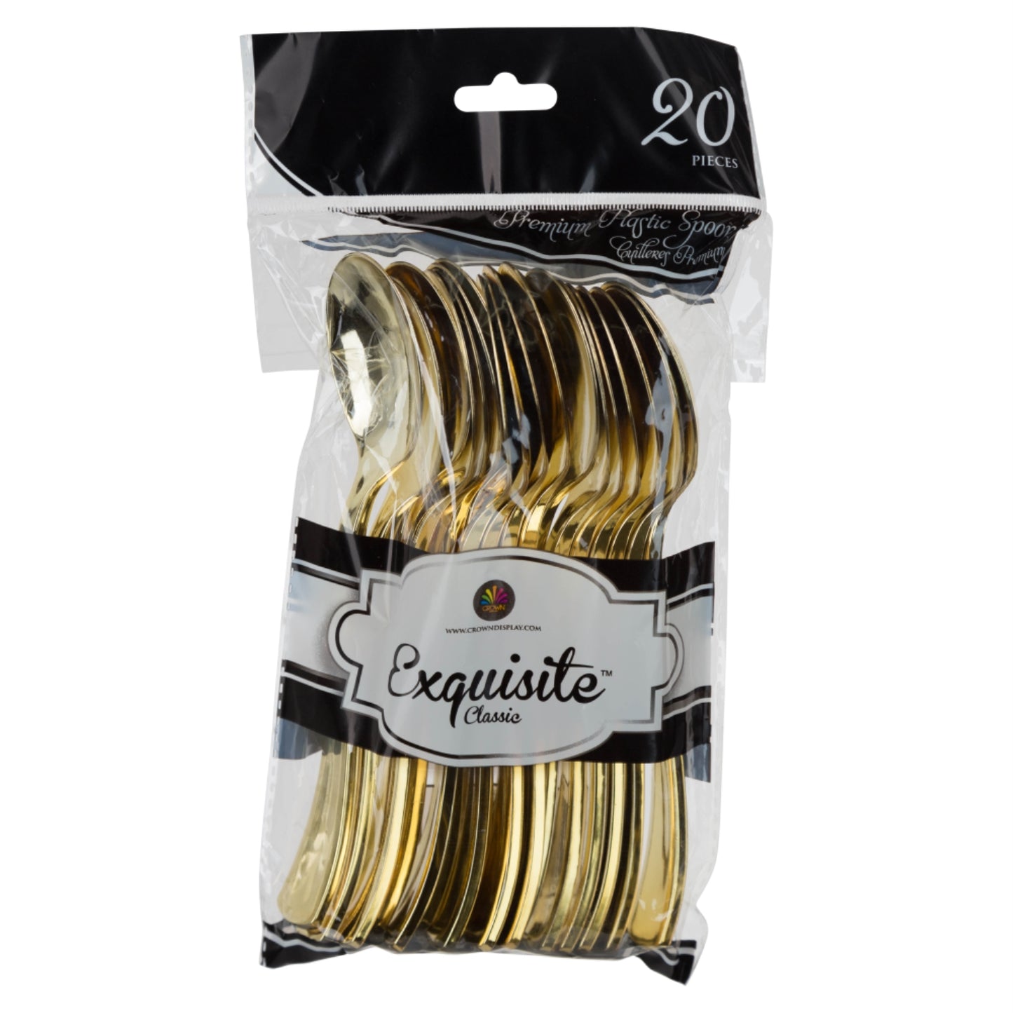 Case of 24 - Exquisite Classic Gold Plastic Spoons - 20 ct.