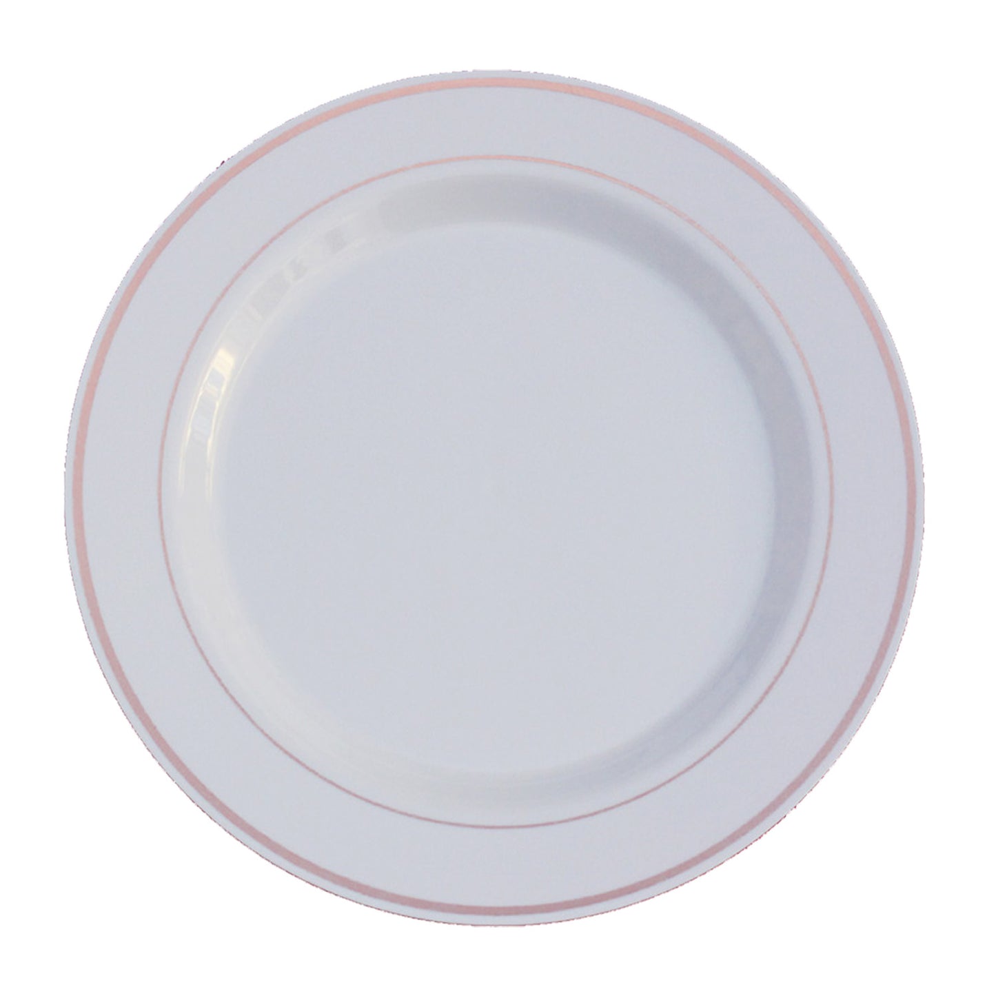 9 In. White/Rose Gold Line Design Plates - 10 Ct.
