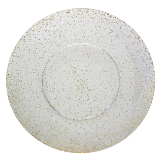 Case of 12 - 8" Gold Sparkle Design Plastic Plates (10)