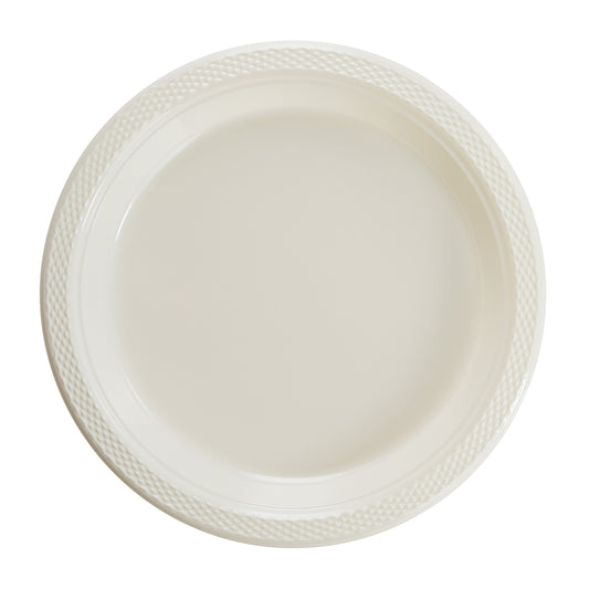 9 In. Ivory Plastic Plates - 50 Ct.