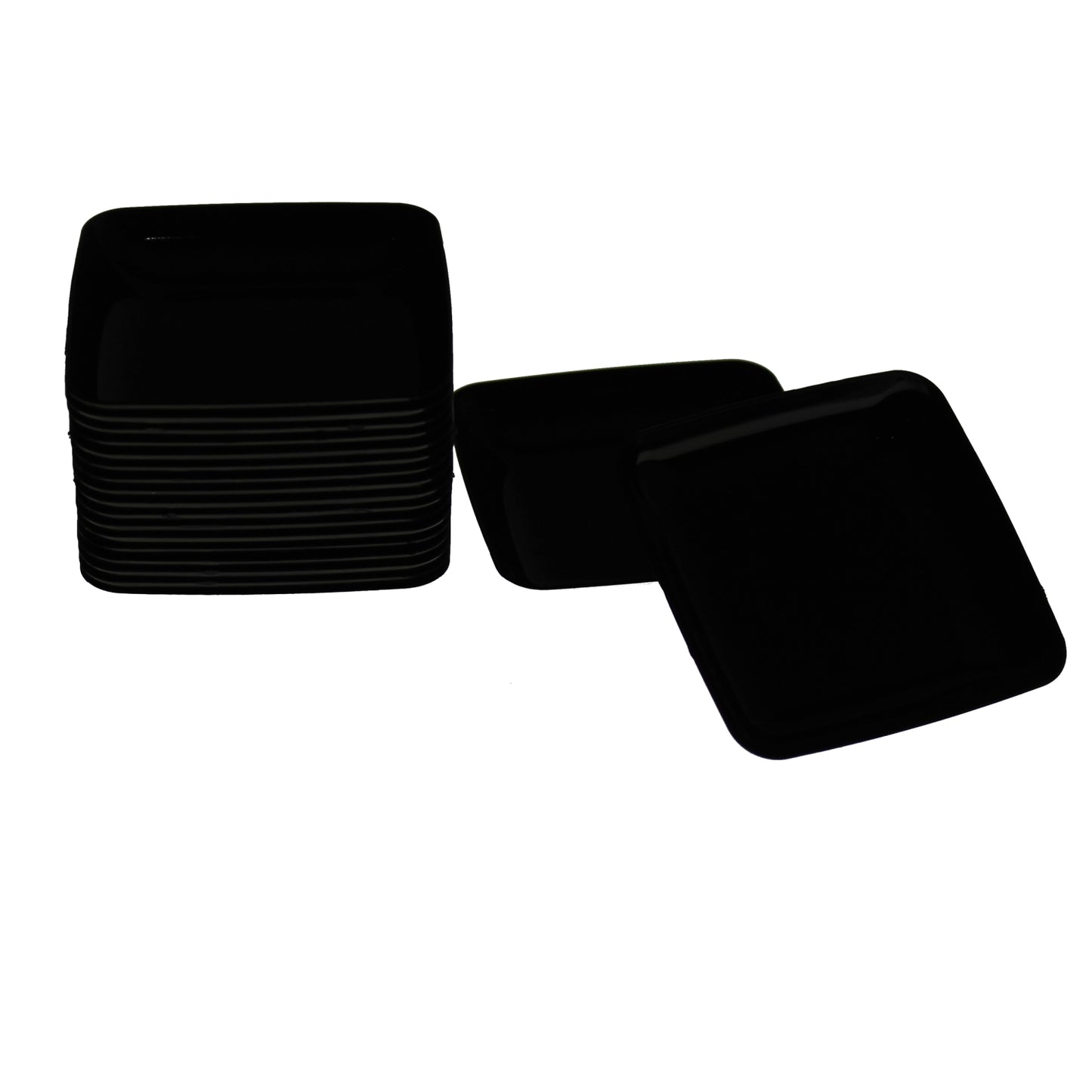 Case of 48 - Black Mini Edgeless Square Plates - 20 ct.