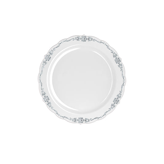 9 In. Grey/Silver Victorian Design Plates - 20 Ct.