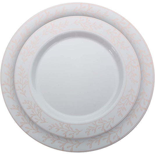 Case of 12 - 10.25" Rose Gold Leaf Premium Plates - 10 ct.