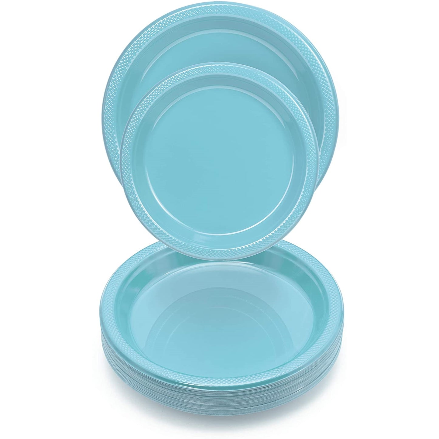 10 In. Light Blue Plastic Plates - 50 ct.