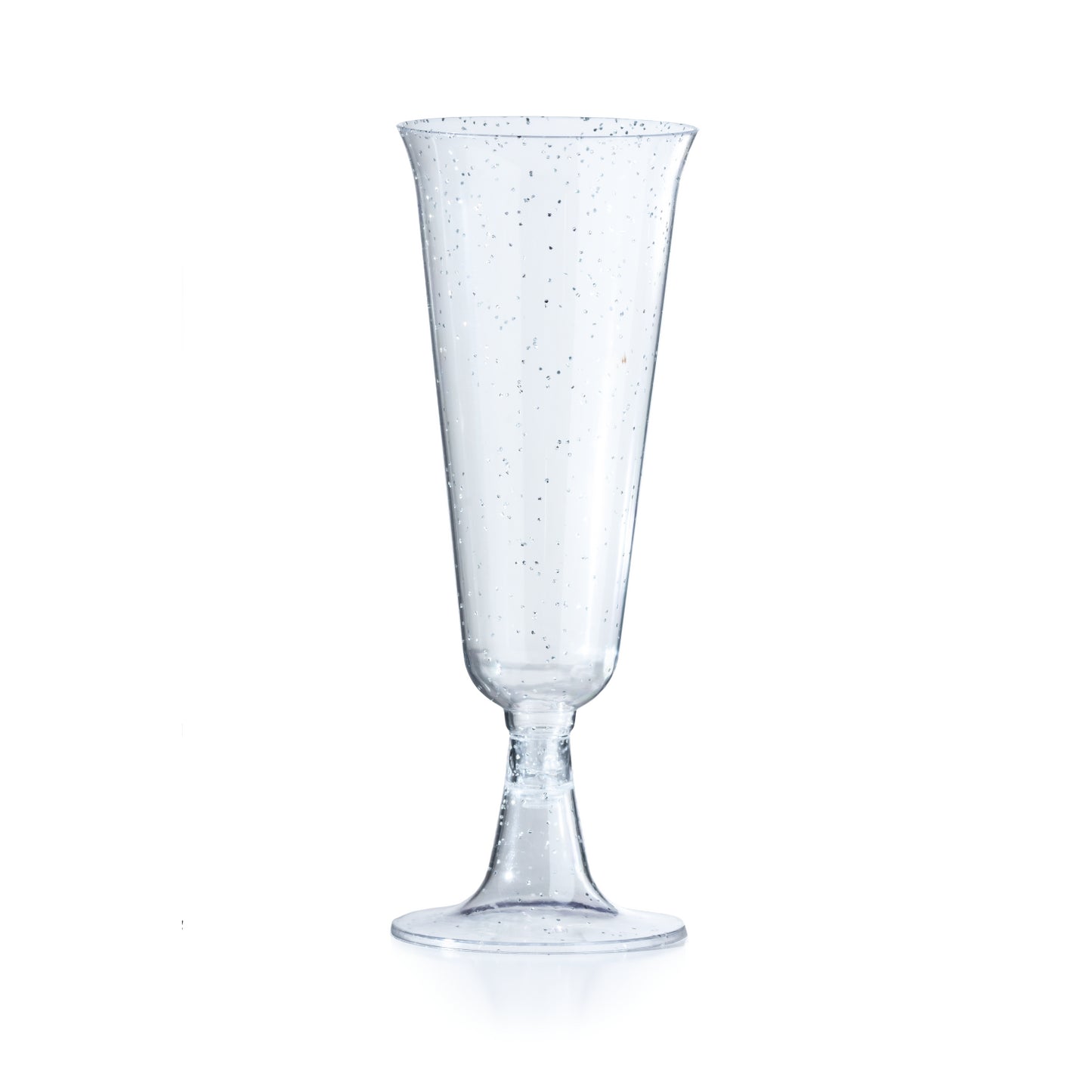 5 Oz. Silver Sparkle Plastic Flute Glasses - 12 Ct.