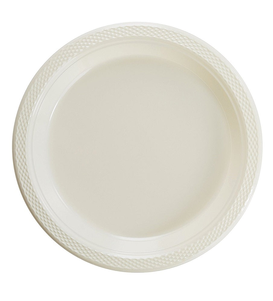 Case of 12 - 7" Plastic Plates 50 ct. - Ivory
