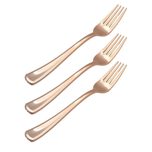 Exquisite Classic Rose Gold Plastic Forks - 20 Ct.