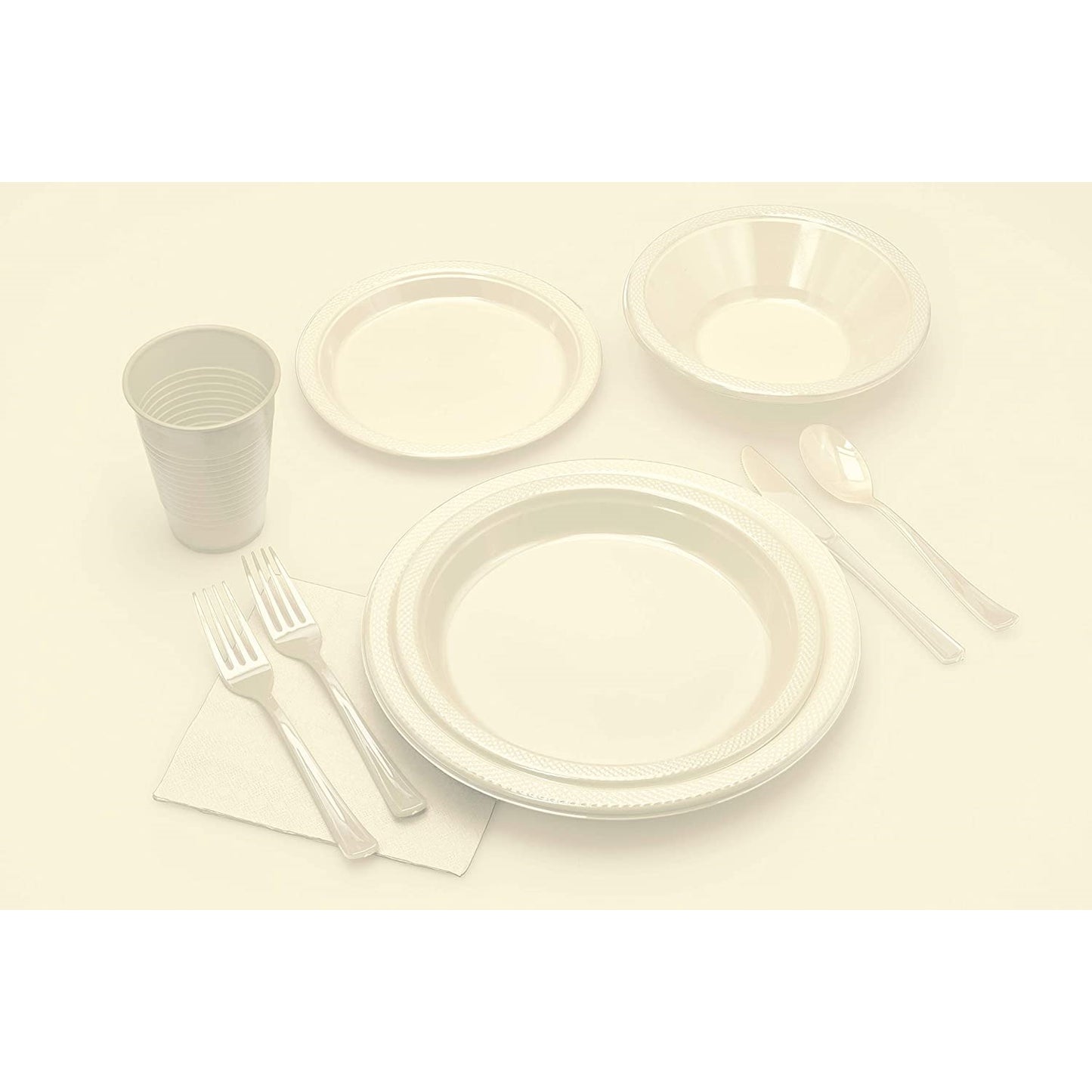 10 In. Ivory Plastic Plates - 50 Ct.