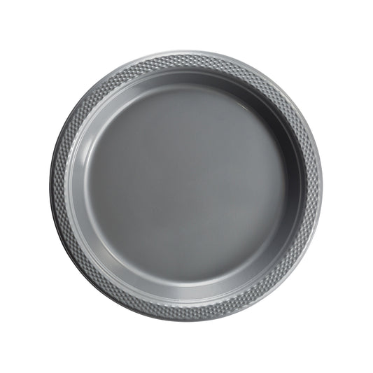 7 In. Silver Plastic Plates - 50 Ct.