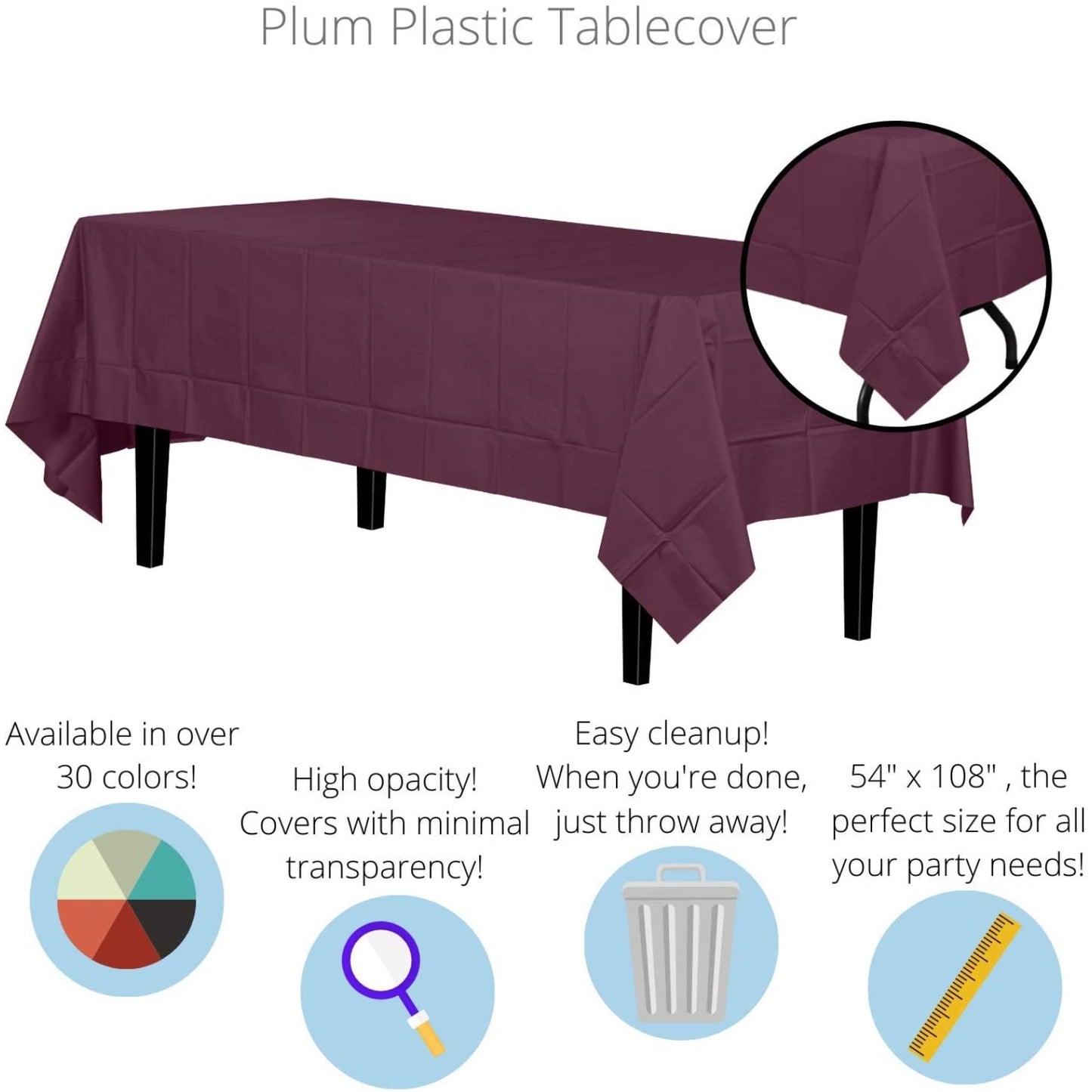 Case of 96 - *Premium Quality* 54" x 108" Rectangle - Plum