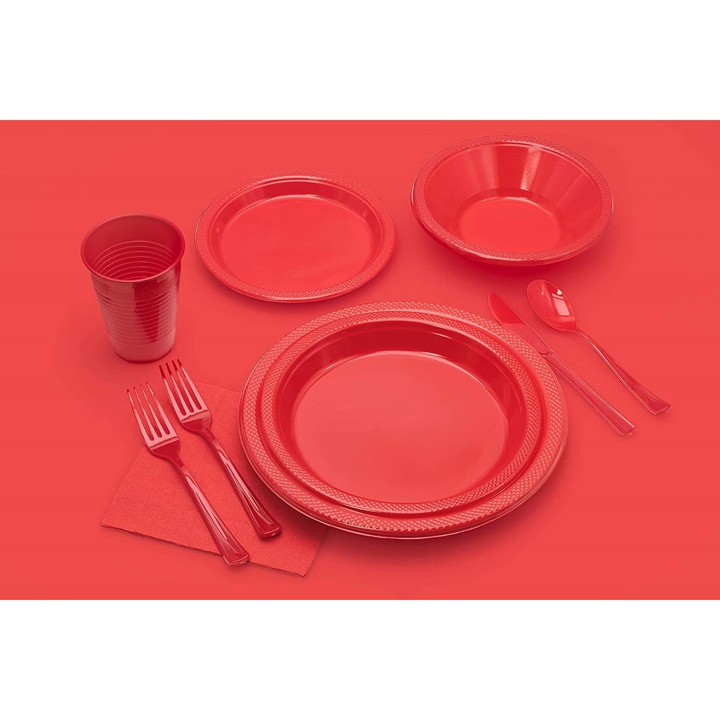 10 In. Red Plastic Plates - 50 Ct.