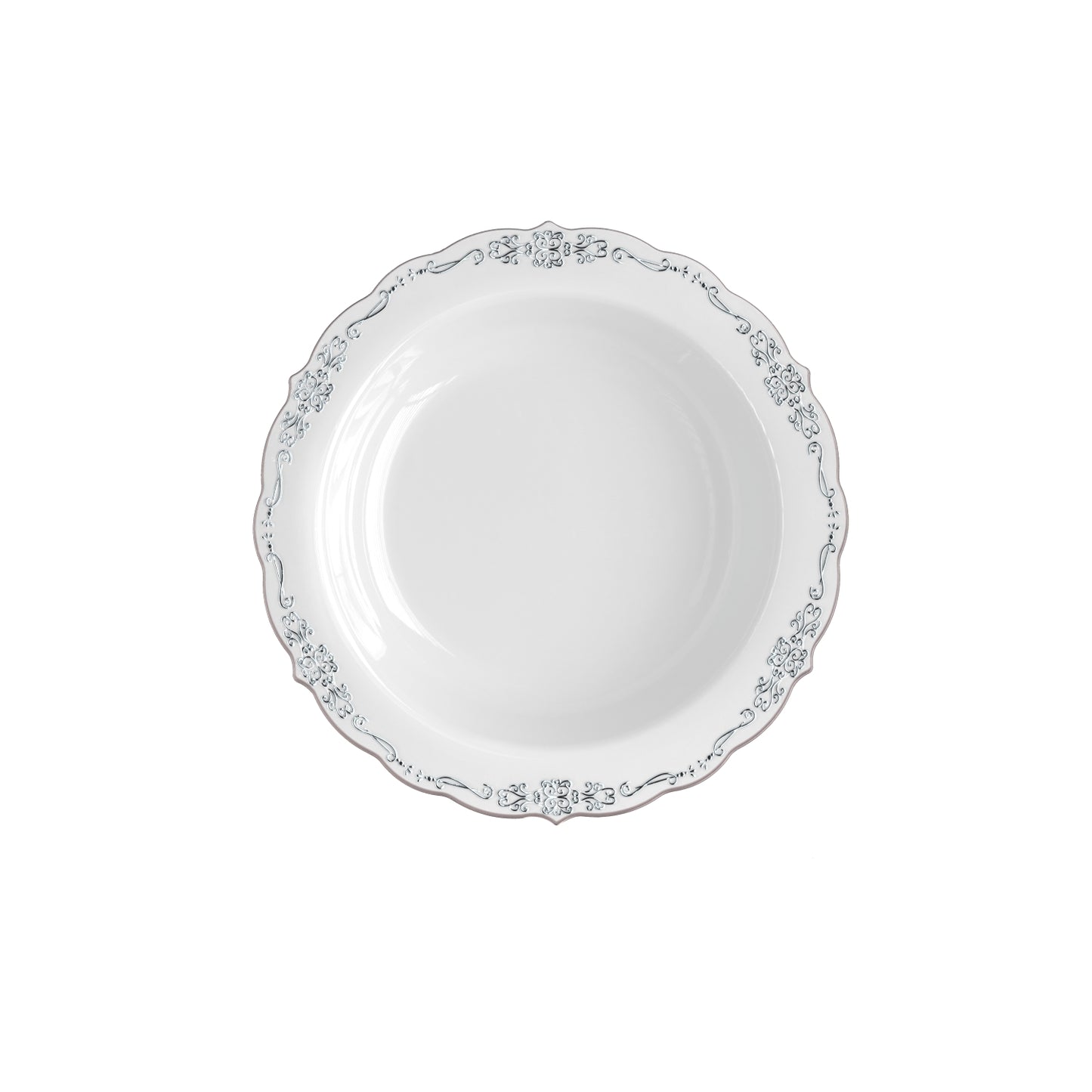 Case of 6 - 12 oz. Gray / Silver Victorian Design Bowls - 20 ct.