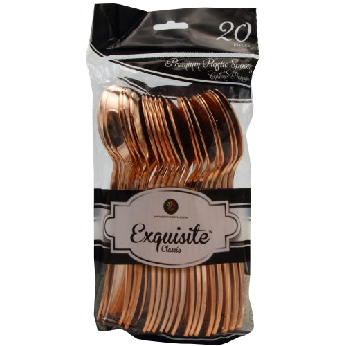 Case of 24 - Exquisite Classic Rose Gold Plastic Spoons - 20 ct.