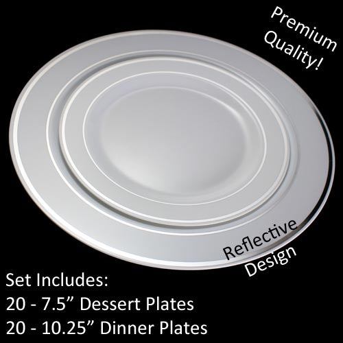 Case of 6 - Silver Line Plates Combo Pack - 20/20