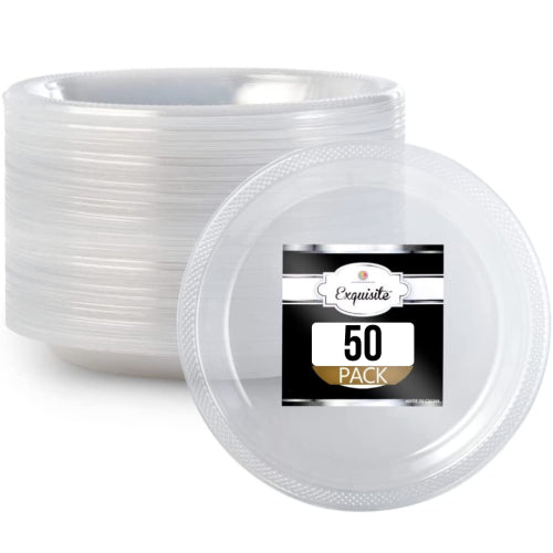 9 In. Clear Plastic Plates - 50 Ct.