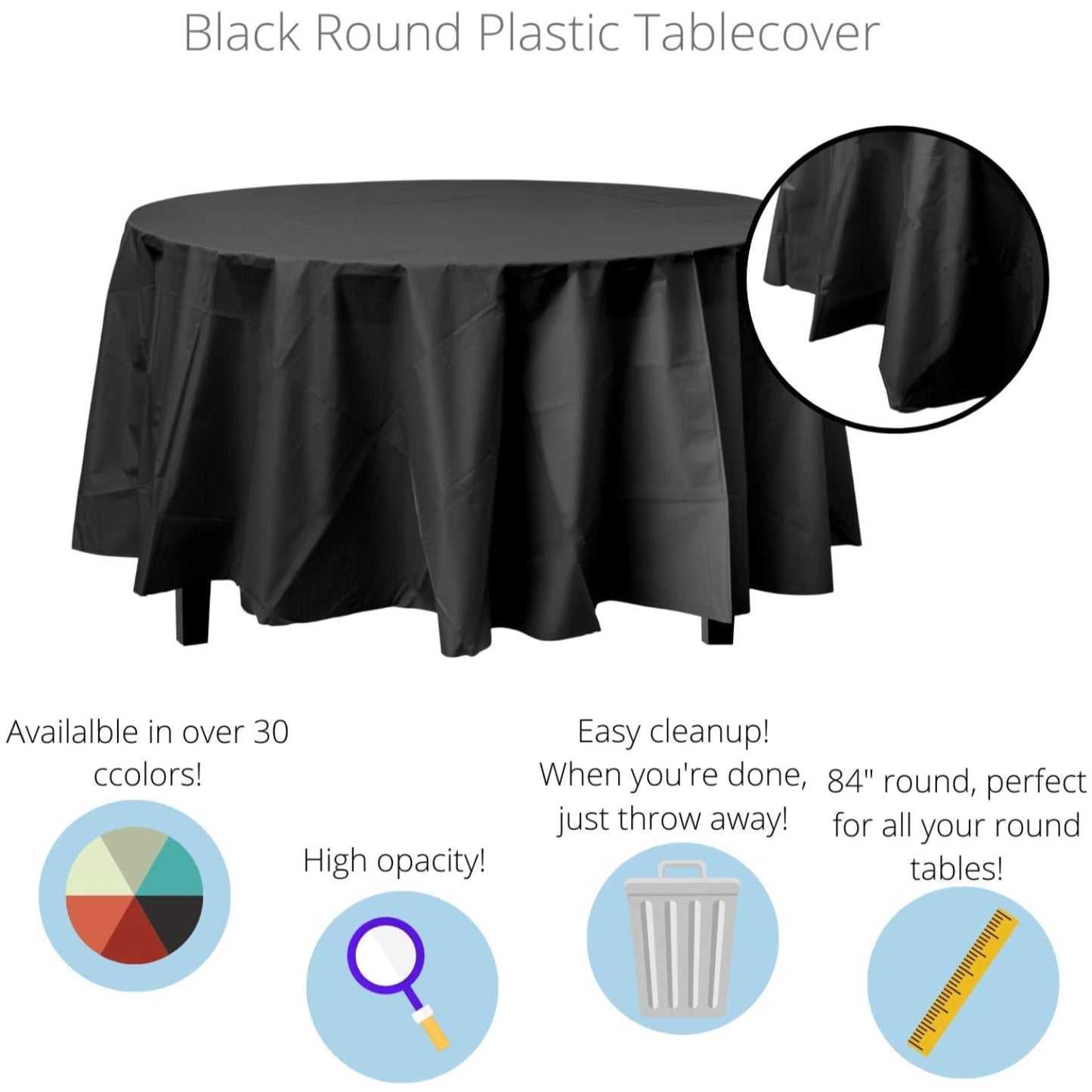 Premium Round Black Table Cover