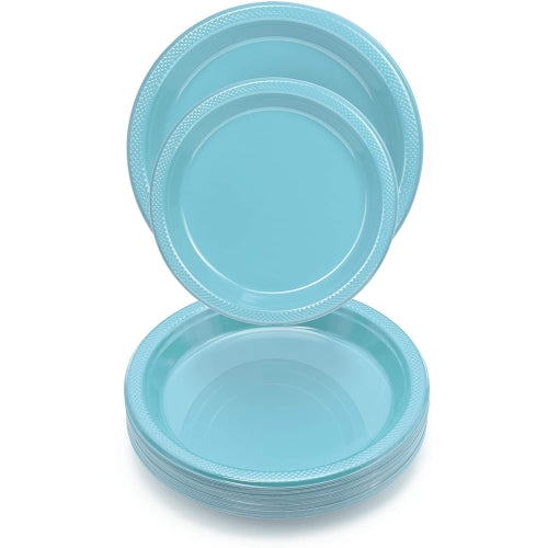 9 In. Light Blue Plastic Plates - 50 Ct.