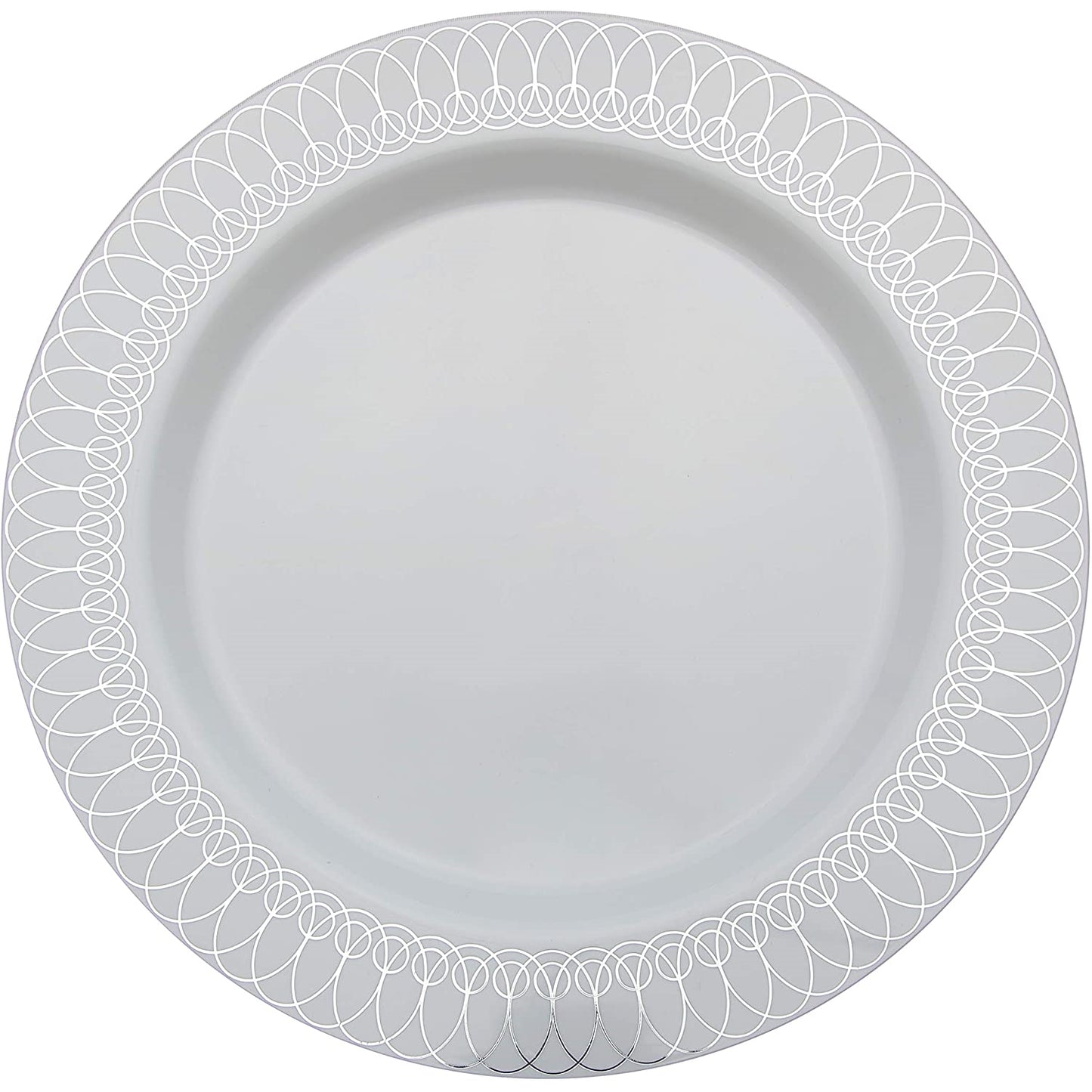 9 In. Silver Ovals Design Plates - 10 Ct.