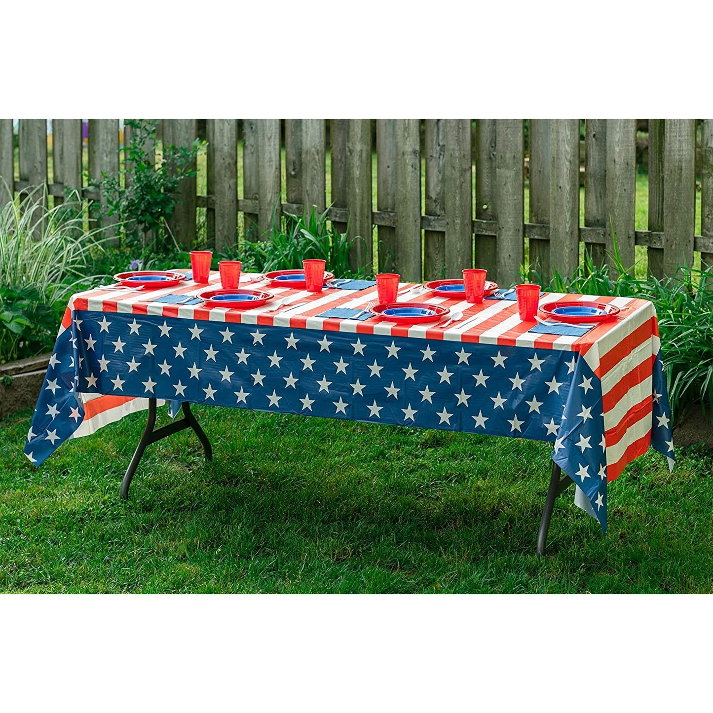 Exquisite Premium Plastic Tablecloth 54in. x 108in. Rectangle Table Cover - Patriotic